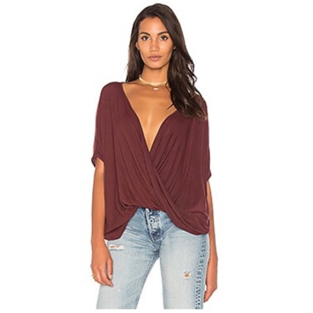 Revolve Sen Teagan Wrap Top in Bordeaux
